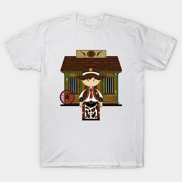 Cartoon Wild West Cowboy T-Shirt by markmurphycreative